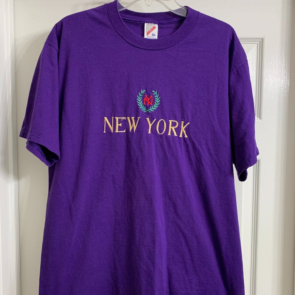 Jerzees Women's Purple New York T-Shirt, Size XL